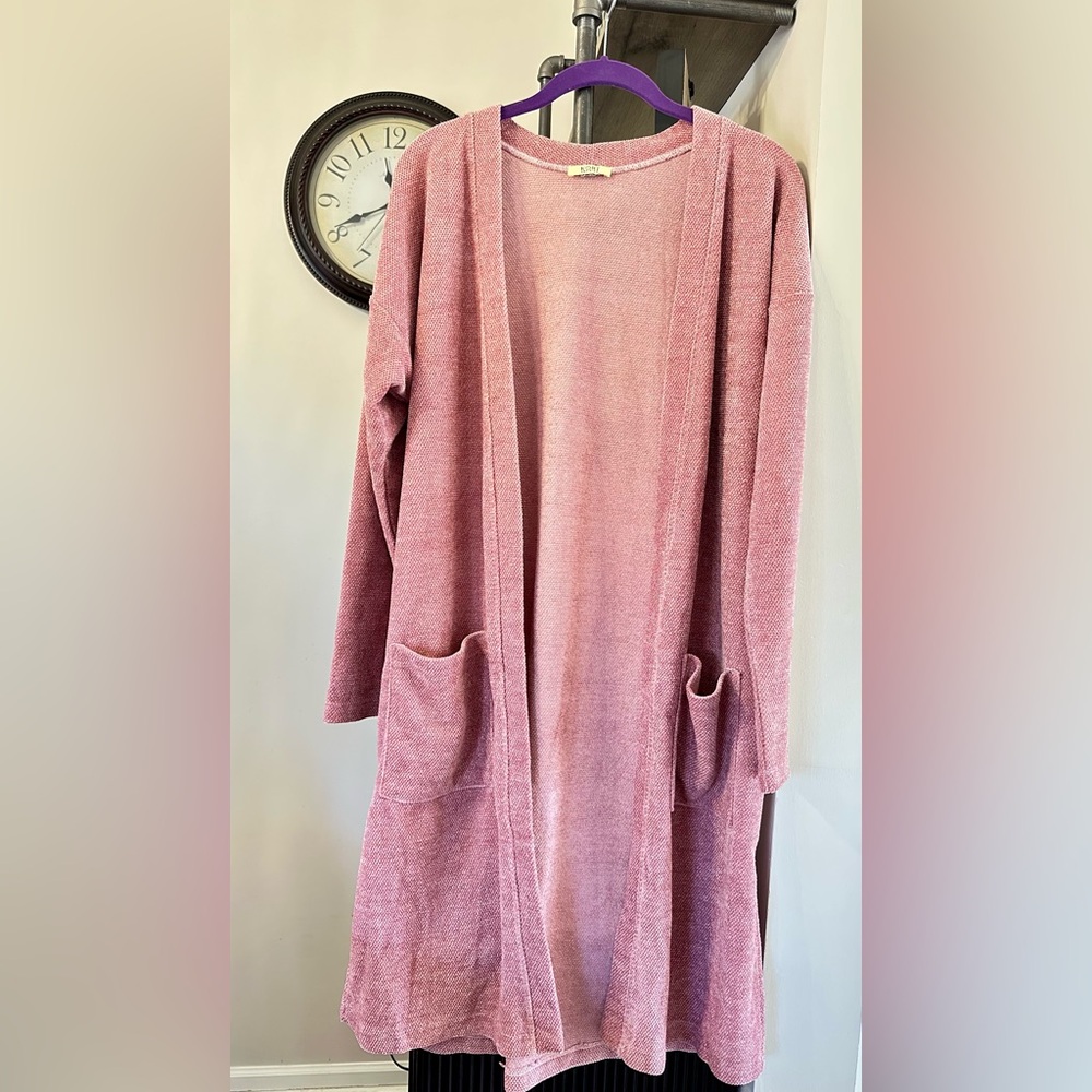 Women's Pink Open-Front Sweater